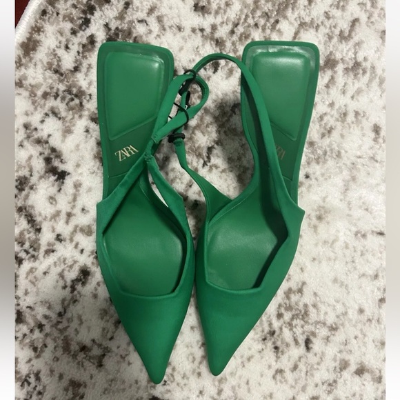 Zara Green Pump Point Toe Size 9 - Picture 2 of 6